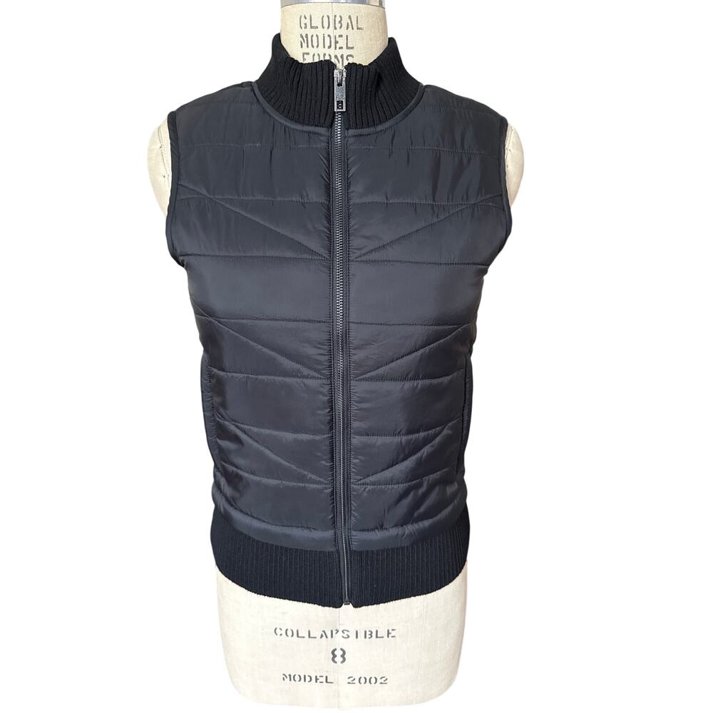 NWOT Zip-up Black Puffer & Knit Vest Size Small